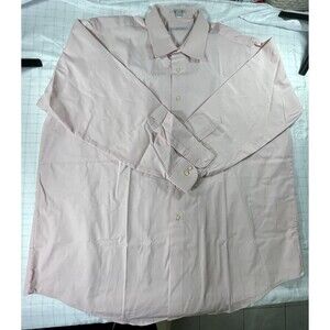 Geoffrey Beene Mens Dress Shirt 19 34/35 Big Pink Long Sleeve Wrinkle Free Big
